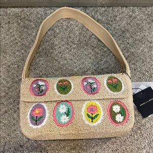America & Beyond Viral Beaded Easter Egg Floral Embroidered Shoulder Bag NWT